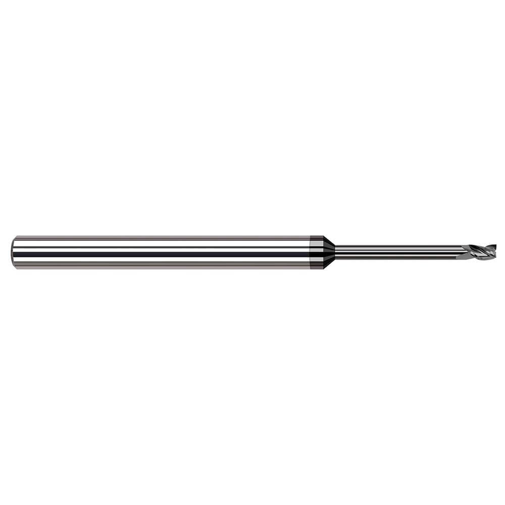 Square End Mill: 1/32'' Dia, 0.046'' LOC, 1/8'' Shank Dia, 2-1/2'' OAL, 3 Flutes, Solid Carbide