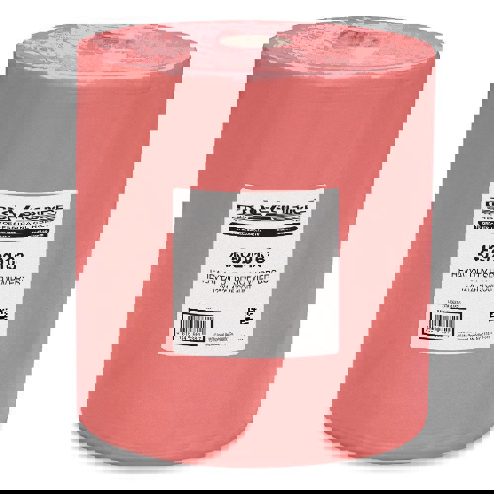 Heavy Duty Shop Wipers: Roll, Dry, Red, 475 Ct