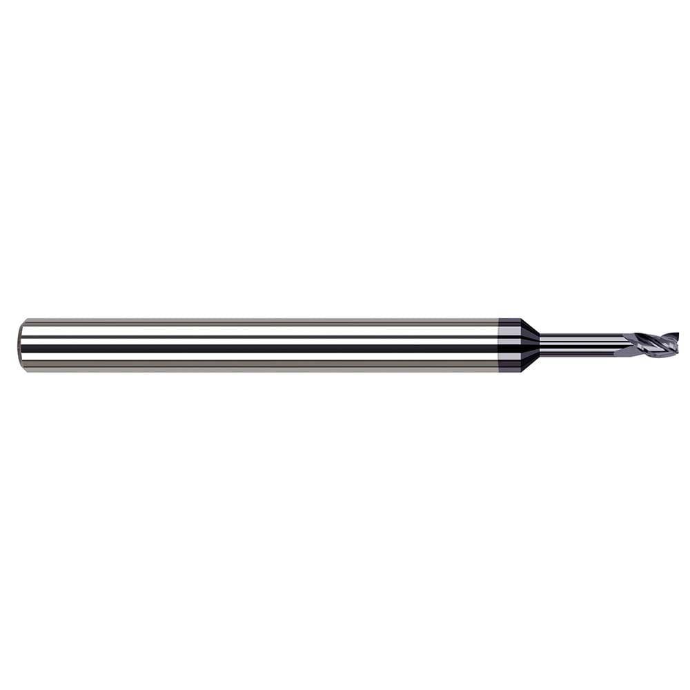 Square End Mill: 1/64'' Dia, 0.023'' LOC, 1/8'' Shank Dia, 2-1/2'' OAL, 3 Flutes, Solid Carbide