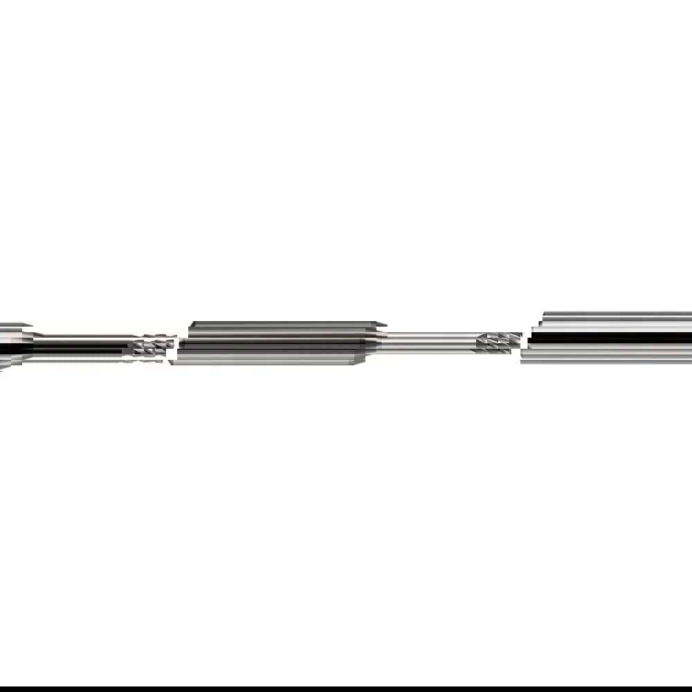 Square End Mill: 0.055'' Dia, 0.165'' LOC, 1/8'' Shank Dia, 2'' OAL, 4 Flutes, Solid Carbide