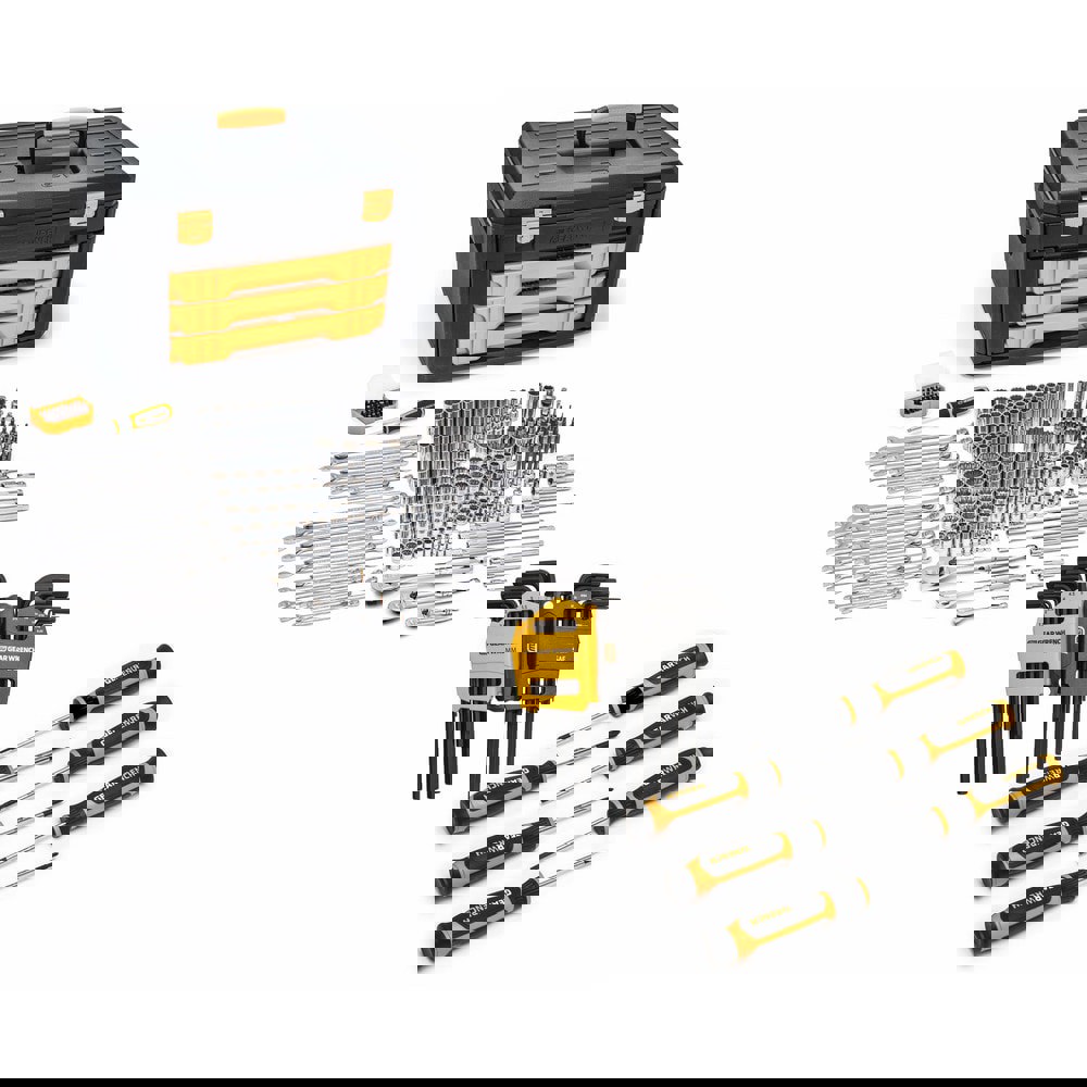 Combination Hand Tool Sets; Set Type: Master Tool Set; Container Type: Blow Mold Case; Measurement Type: Inch & Metric; Includes: #1 Phillips Screwdriver; Full Polish Chrome 1/4