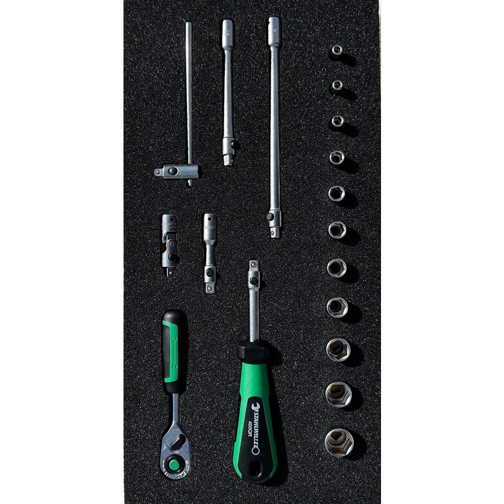 Socket Sets; Set Type: Socket Set ; Drive Size: 1/4 ; Minimum Size (Inch): 5/32 ; Maximum Size (Inch): 9/16 ; Tool Type: Quick Release Socket Set ; Material: Chromium-Vanadium Steel