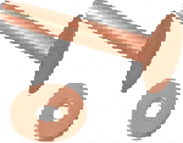 #10 Wire Body Diam, Flat Copper Belt Rivet with Washer