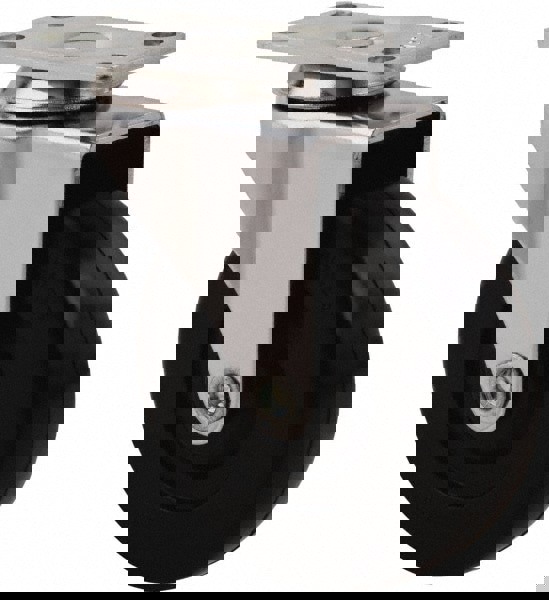 Swivel Top Plate Caster: Soft Rubber, 2-1/2