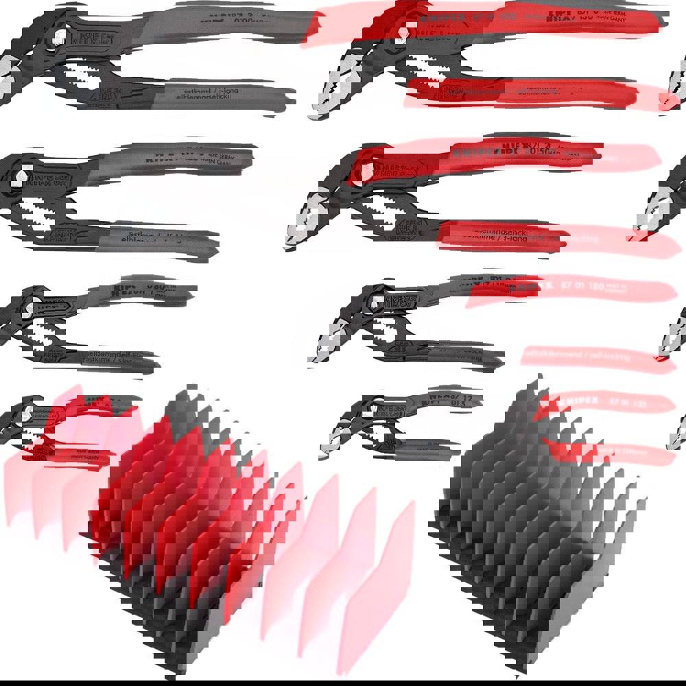 Plier Sets; Plier Type Included: Cobra Water Pump Pliers ; Container Type: None ; Handle Material: Non-Slip Plastic ; Includes: 87 01 125; 87 01 180; 87 01 250; 87 01 300 ; Insulated: No ; Tether Style: Not Tether Capable