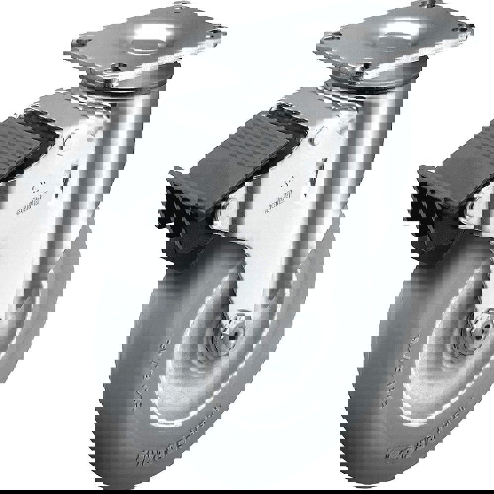 Swivel Top Plate Caster: Thermoplastic Rubber Elastomer, 3-1/2