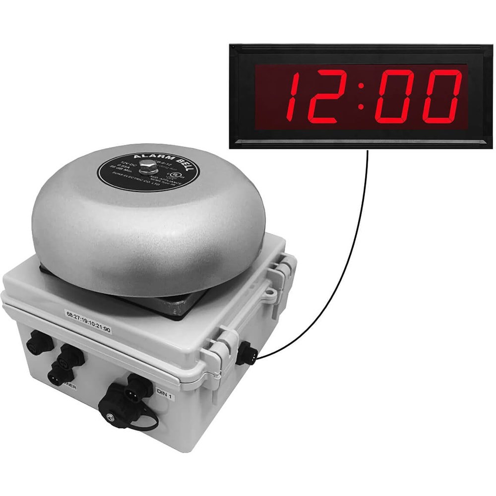 Bells, Horns & Sirens; Type: IP Buzzer Clock ; Explosion Proof: No ; Weatherproof: Yes ; Vibrating: Yes ; Voltage: 24V ac ; Overall Width (Decimal Inch - 4 Decimals): 12.0000