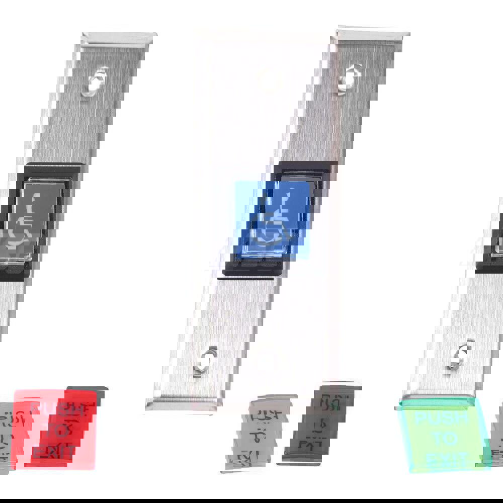 Pushbutton Control Stations; Control Station Type: Emergency Break Glass ; Legend Markings: No Legend ; Switch Action: Push ; Contact Configuration: SPDT ; Operator Type: Flush Push Button ; Mount Type: Surface