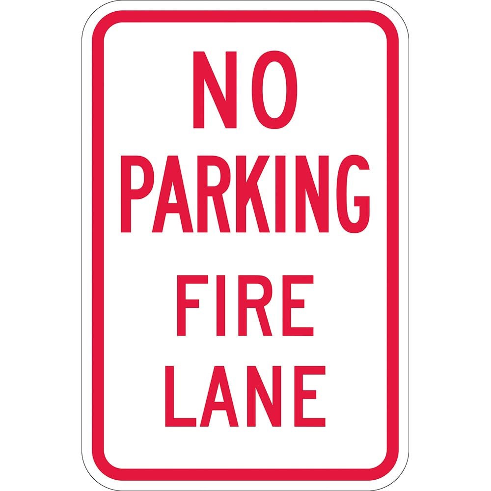 Safety Signs; Sign Type: Fire Lane ; Legend: No Parking Fire Lane ; Message/Graphic: Message Only ; Reflectivity: Reflective; High Intensity ; Material: Aluminum ; Thickness (Decimal Inch - 4 Decimals): 0.063