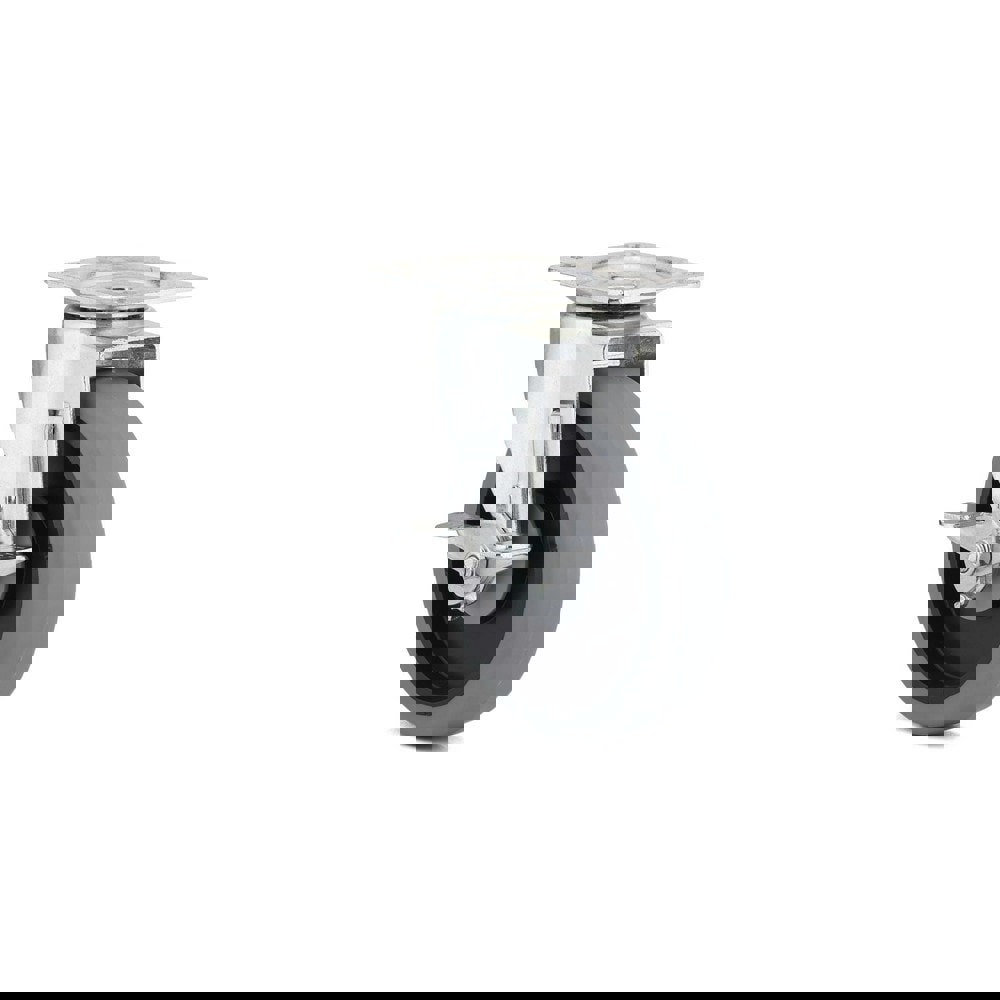 Swivel Top Plate Caster: Rubber, 1-9/16