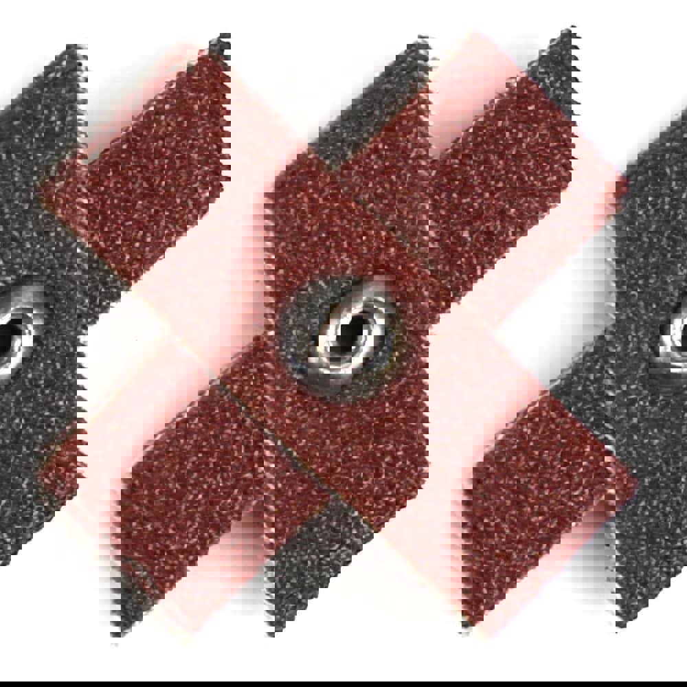 Cross & Square Pads; Pad Type: Cross; Abrasive Material: Aluminum Oxide; Pad Width (Inch): 1/2; Pad Length (Inch): 1-1/2; Grit: 80; Grade: General Purpose; Pad Thickness (Inch): 1/2; Eyelet Size: 8-32; Backing Material: Cloth; Backing Weight: J; Grit (FEP