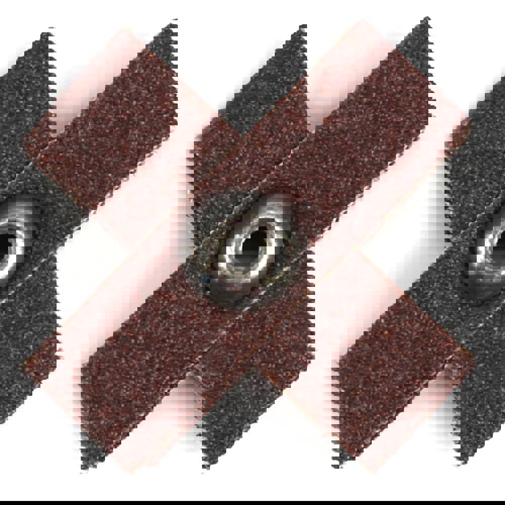 Cross & Square Pads; Pad Type: Cross; Abrasive Material: Aluminum Oxide; Pad Width (Inch): 1/2; Pad Length (Inch): 2; Grit: 60; Grade: General Purpose; Pad Thickness (Inch): 1/2; Eyelet Size: 8-32; Backing Material: Cloth; Backing Weight: J; Grit (FEPA):