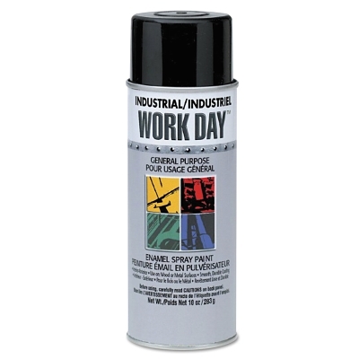 Enamel Spray Paint: Black, Gloss, 10 oz