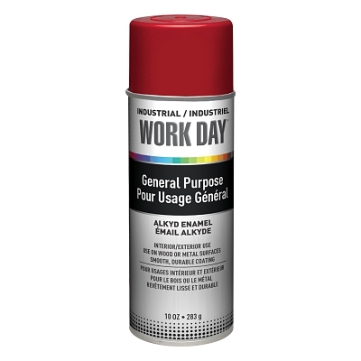 Enamel Spray Paint: Red, Gloss, 10 oz