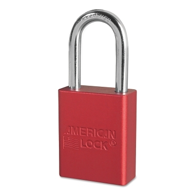 Lockout Padlock: Keyed Different, Aluminum, Steel Shackle, Red