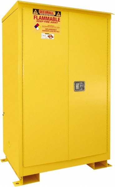 Flammable & Hazardous Storage Cabinets: 90 gal Drum, 2 Door, 2 Shelf, Manual Closing, Yellow