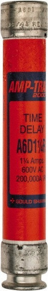 Cylindrical Time Delay Fuse: RK1, 1.25 A, 127 mm OAL, 21 mm Dia