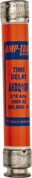 Cylindrical Time Delay Fuse: RK1, 0.2 A, 127 mm OAL, 21 mm Dia