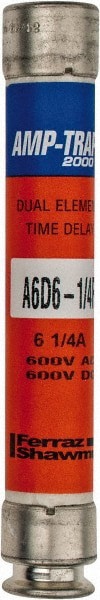 Cylindrical Time Delay Fuse: RK1, 6.25 A, 127 mm OAL, 21 mm Dia