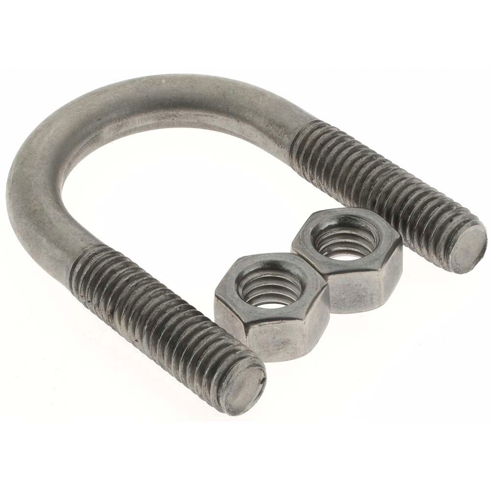 Round U-Bolt: Without Mount Plate, 3/8-16 UNC, 1-1/4