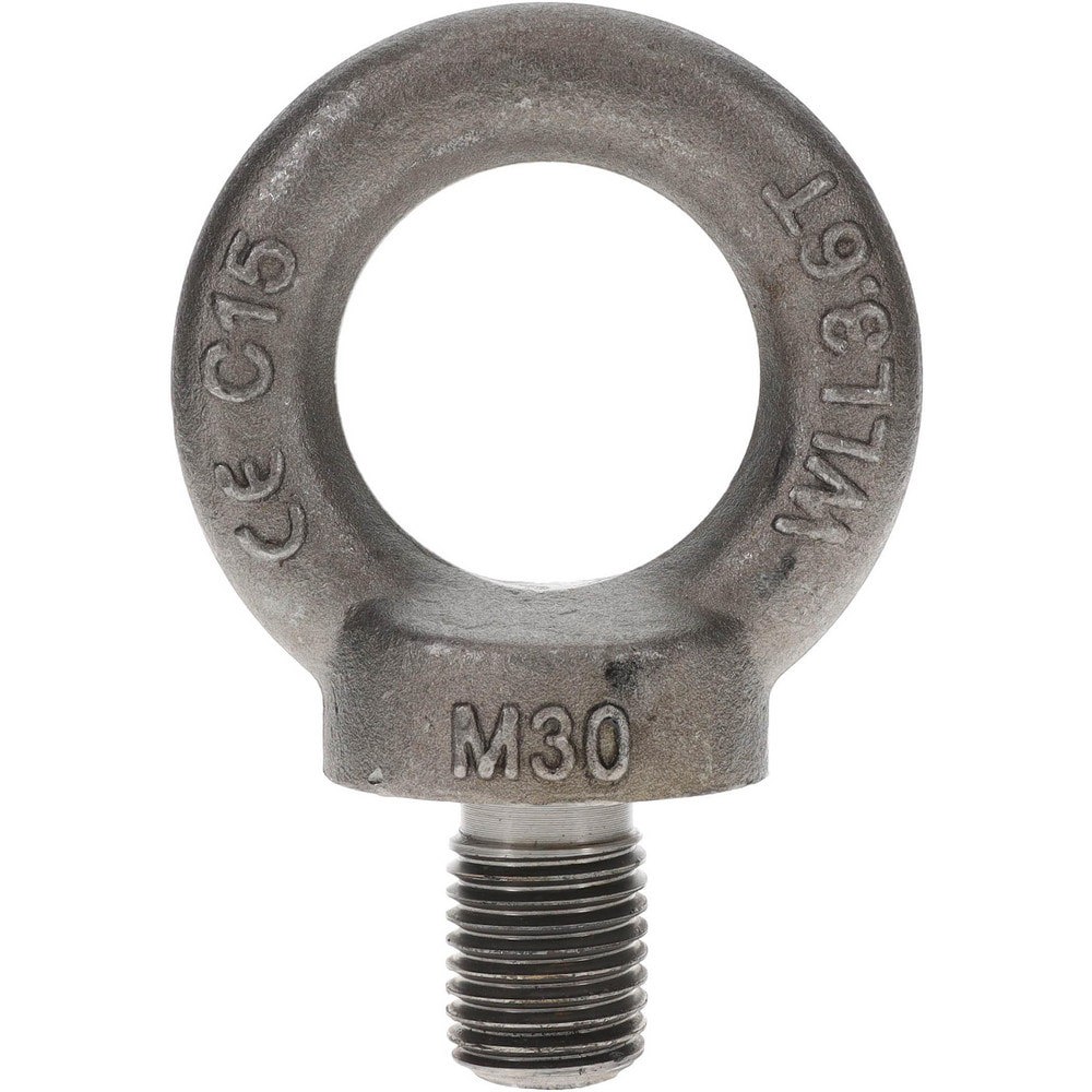 Fixed Lifting Eye Bolt: With Shoulder, M30 x 3.50 Thread, Grade 1015 Steel