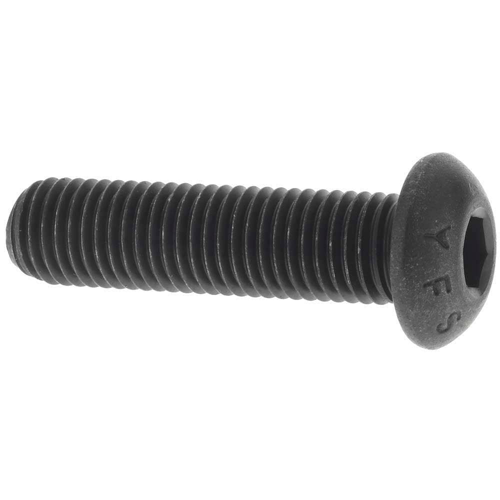 Button Socket Cap Screw: 5/16-24 x 1-1/4, Alloy Steel, Black Oxide Coated