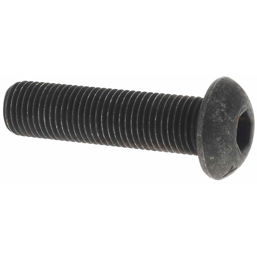 Button Socket Cap Screw: 3/8-24 x 1-1/2, Alloy Steel, Black Oxide Coated