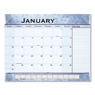 Monthly Desk Pad: 12 Sheets, Ruled Blocks, Blue Paper
