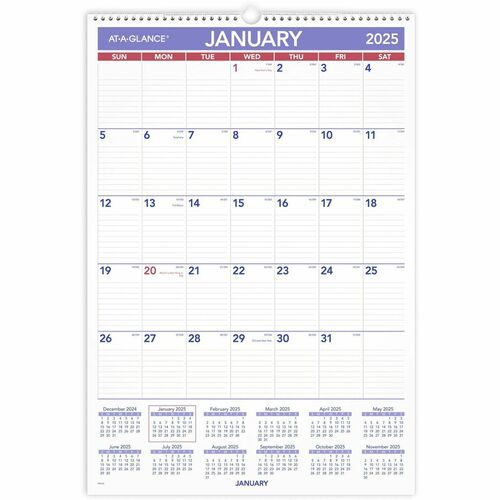 Wall Calendar: 12 Sheets, Ruled Blocks, White Paper