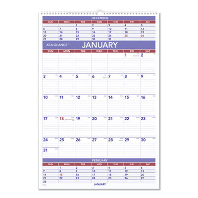 Wall Calendar: 12 Sheets, Ruled Blocks, White Paper