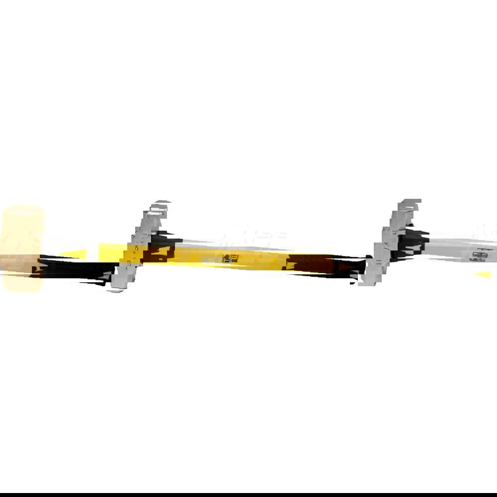 12 lb Brass Sledge Hammer, Non-Sparking, Non-Marring, 2-11/16 Face Diam, 6 Head Length, 36 OAL, 33 Fiberglass Handle, Double Faced