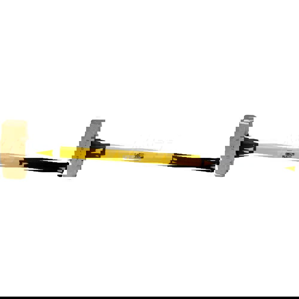 14 lb Brass Sledge Hammer, Non-Sparking, Non-Marring, 2-3/4 Face Diam, 7 Head Length, 37 OAL, 33 Fiberglass Handle, Double Faced