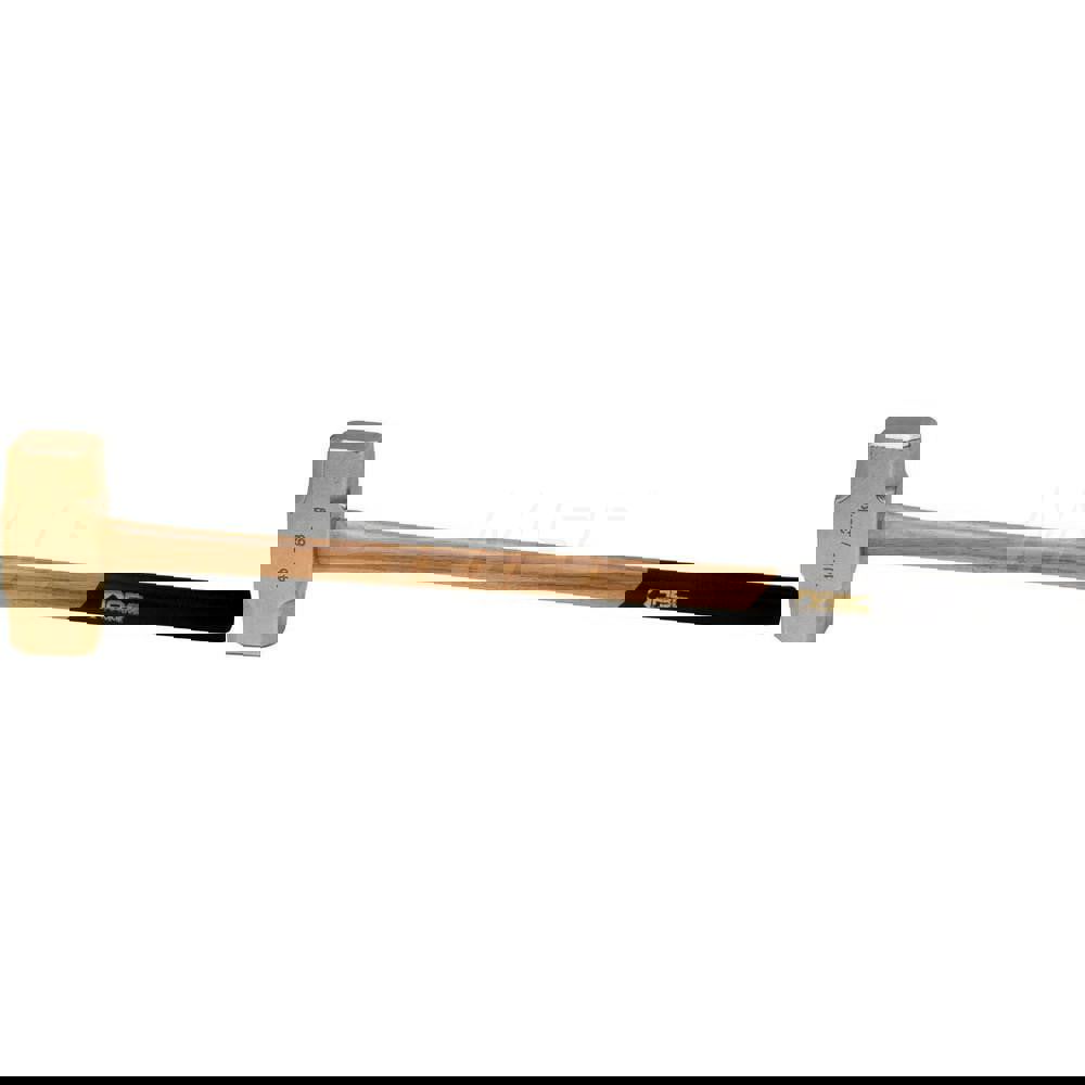 14 lb Brass Sledge Hammer, Non-Sparking, Non-Marring, 2-3/4 Face Diam, 7 Head Length, 36 OAL, 32 Wood Handle, Double Faced