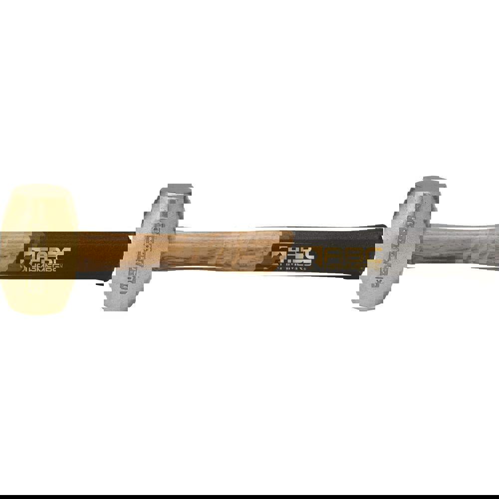 3 lb Brass Striking Hammer, Non-Sparking, Non-Marring 1-5/8 Face Diam, 3-1/2 Head Length, 14-1/2 OAL, 12-1/2 Wood Handle, Double Faced