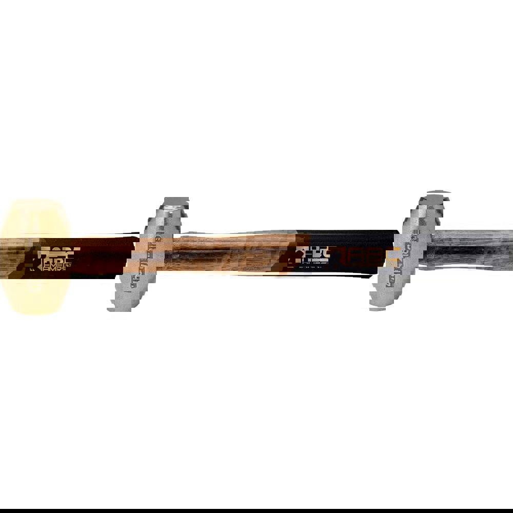 4 lb Brass Striking Hammer, Non-Sparking, Non-Marring 1 3/4 Face Diam, 3-3/4 Head Length, 18 OAL, 15 Wood Handle, Double Faced