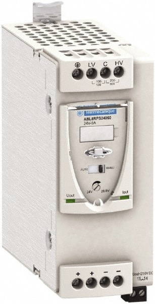 120 Watt, 5 Amp, 100 to 120 VAC, 200 to 500 VAC Input, 24 VDC Output, DIN Rail Power Supply