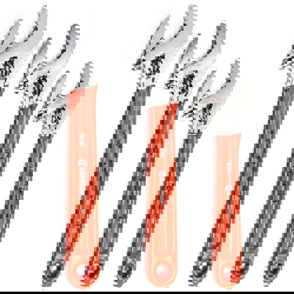 Adjustable Wrench Set: 3 Pc, Inch & Metric