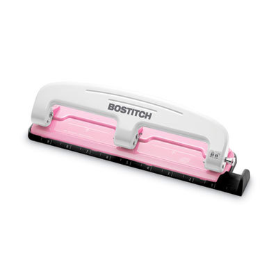 PaperPro. 12-Sheet Capacity ProPunch Pink Ribbon Compact 3-Hole Punch, Rubber Base, Pink