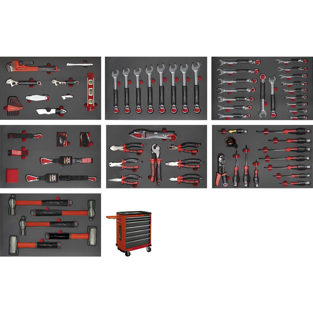 Combination Hand Tool Sets; Set Type: Antidrop Combination Tool Set ; Tool Type: Antidrop ; Number Of Pieces: 68 ; Measurement Type: Metric ; Tool Finish: Aerospatial Chrome Plating ; Container Type: Tray