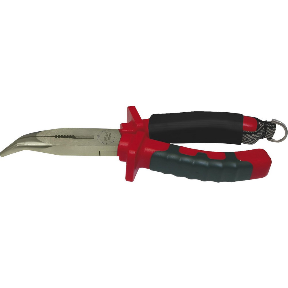 Bent Nose Pliers; Jaw Texture: Serrated ; Jaw Length: 65.00mm ; Jaw Width: 11.00mm ; Jaw Bend: 20 ; Handle Type: Ergonomic ; Side Cutter: No