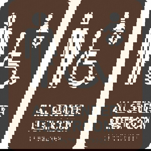 Architectural Signs; Type: ADA Traffic & Parking Sign; ADA Braille ; Family: Traffic & Parking Sign ; Sign Type: ADA Traffic & Parking Sign ; Legend: ALL GENDER RESTROOM ; Message or Graphic: Message & Graphic ; Material: Plastic