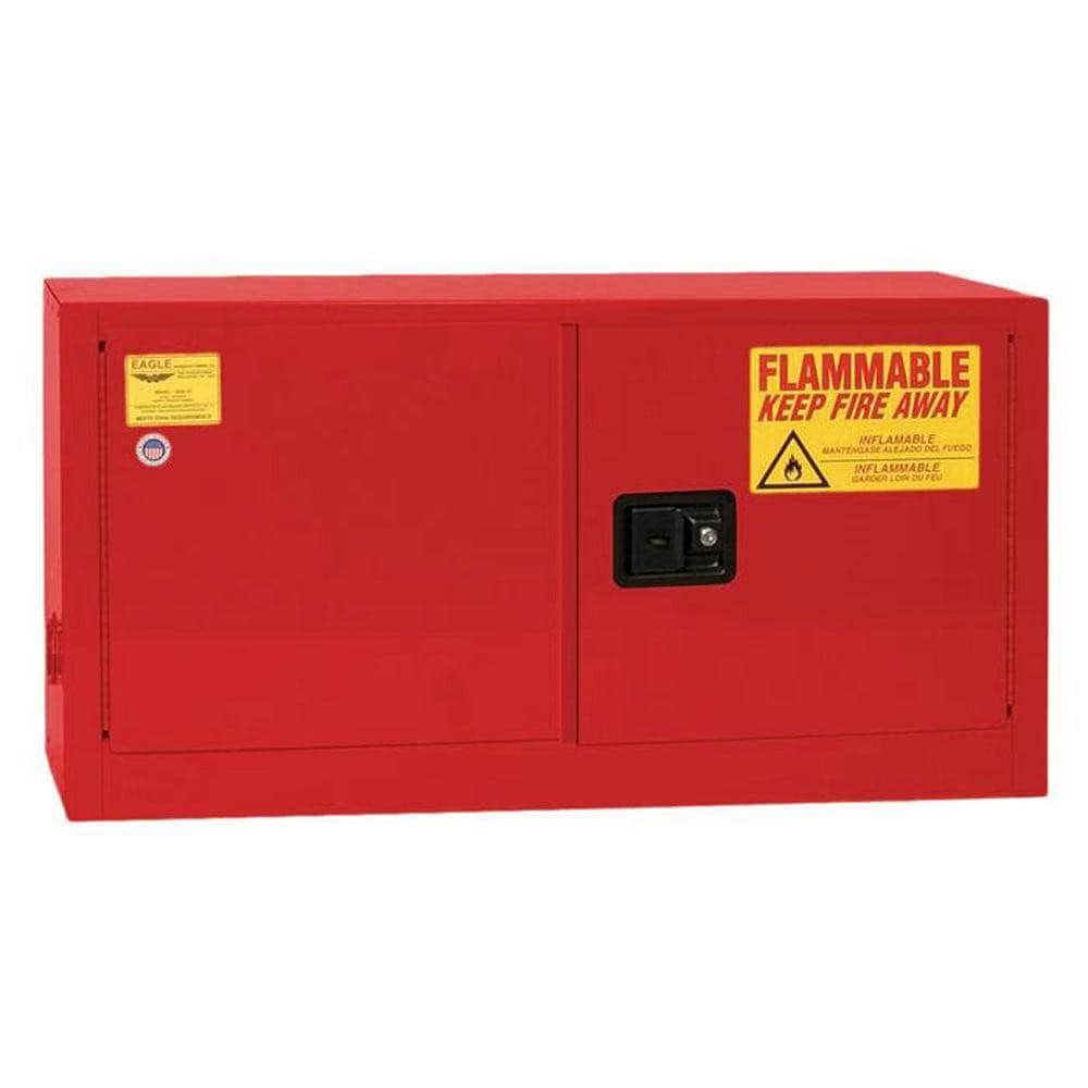 Flammable & Hazardous Storage Cabinets: 15 gal Drum, 2 Door, 1 Shelf, Manual Closing, Red
