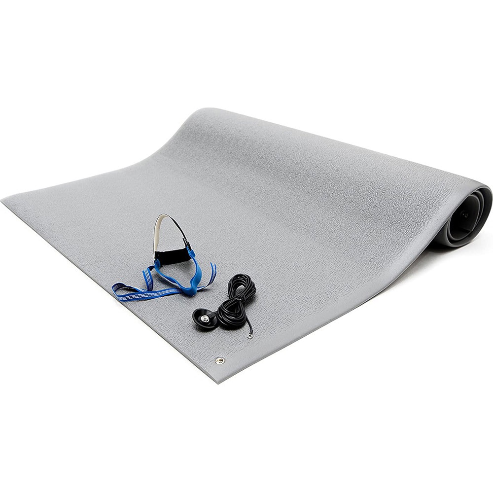 Anti-Static Floor & Table Mat: Static Dissipative, Rubber, 8' OAL, 3' OAW