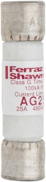 Cylindrical Time Delay Fuse: G, 25 A, 10.3 mm Dia