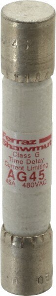 Cylindrical Time Delay Fuse: G, 45 A, 10.3 mm Dia