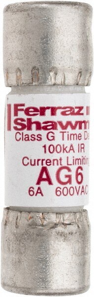 Cylindrical Time Delay Fuse: G, 6 A, 10.3 mm Dia