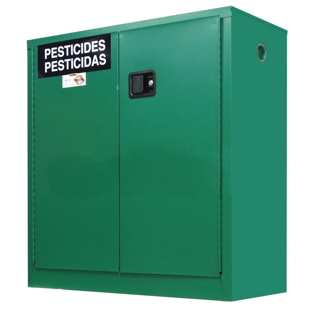 Flammable & Hazardous Storage Cabinets: 60 gal Drum, 2 Door, 1 Shelf, Manual Closing, Green