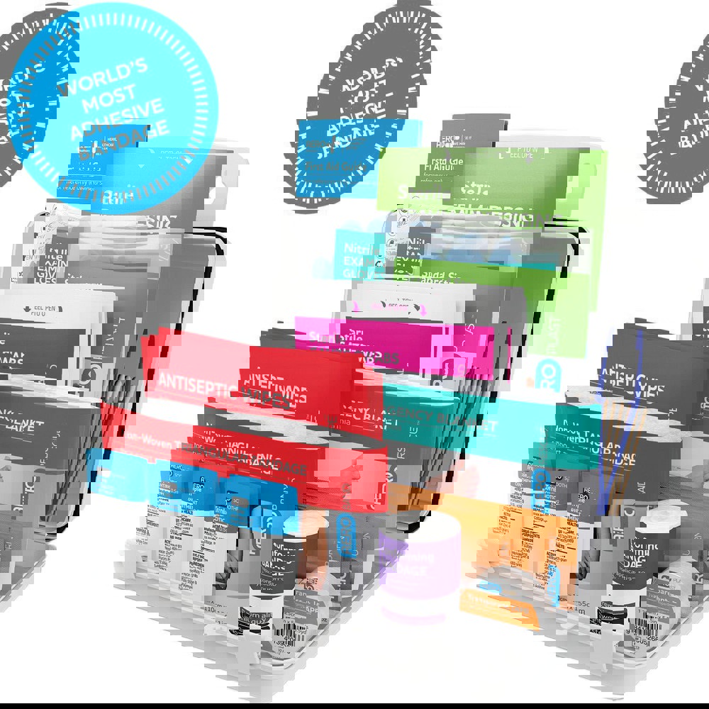 72 Pc Multipurpose First Aid Kit for 10: Portable & Wall, OSHA