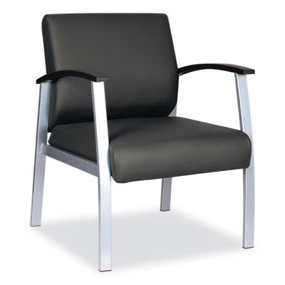 Alera metaLounge Series Mid-Back Guest Chair, 24.60'' x 26.96'' x 33.46'', Black Seat/Black Back, Silver Base