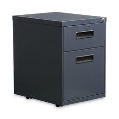 Pedestal File Cabinet: 2 Drawers, Steel, Charcoal